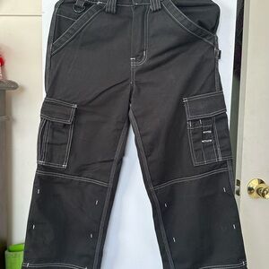 Urban Outfitters Black Cargo Pants with White Stitching